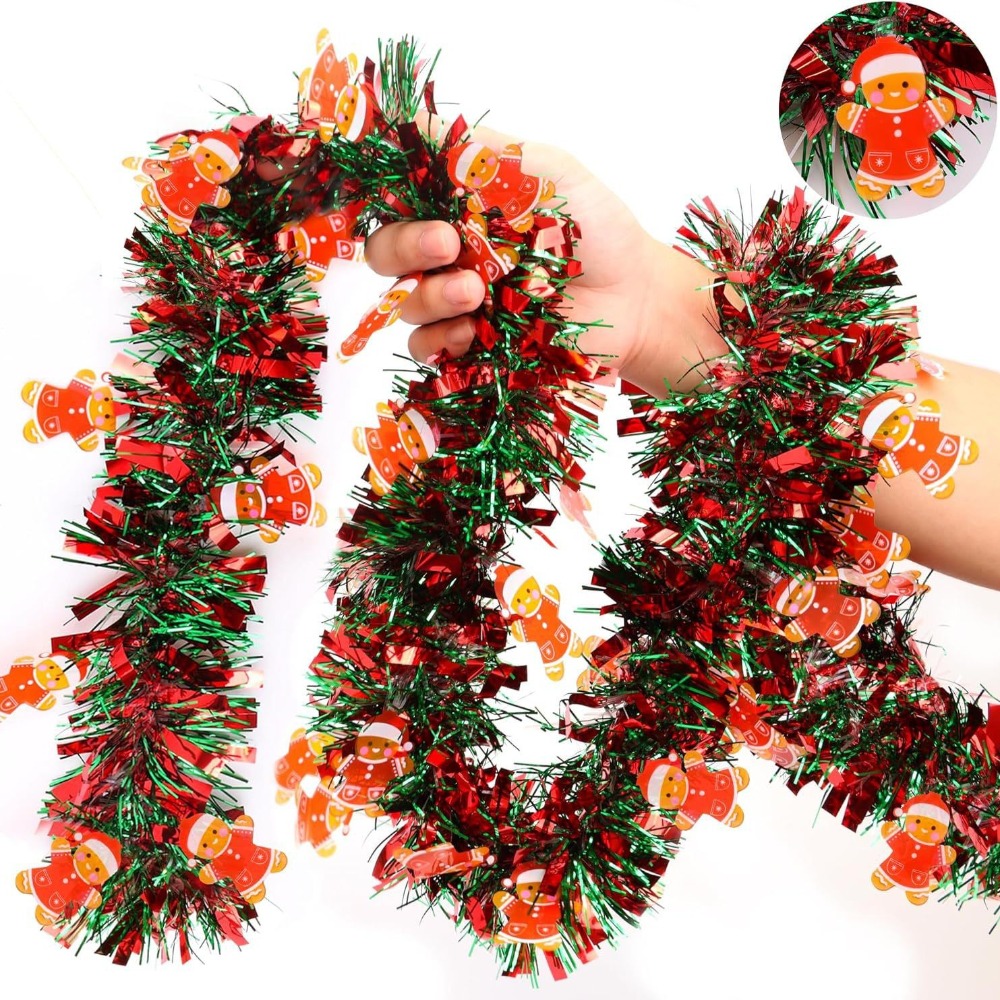 Tinsel Garland Decoration - Рождественская гирлянда из фольги с красно-зелеными