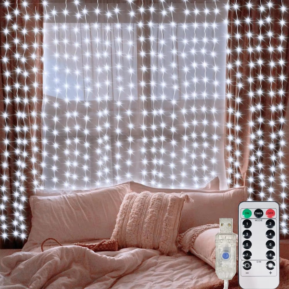 Led Fairy String Lights - Светодиодная гирлянда-штора USB с пультом ДУ