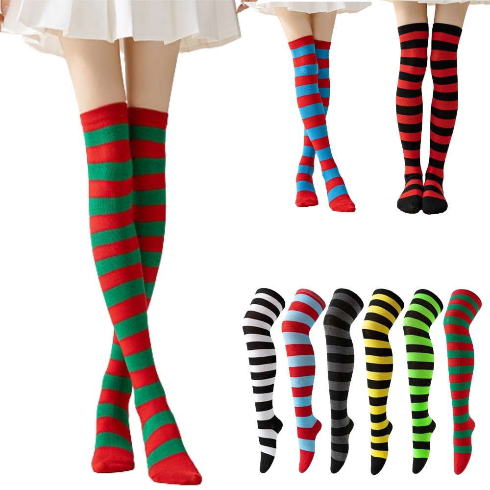 Christmas Stocking Hanging - Полосатые гольфы, женские высокие чулки, разноцветные