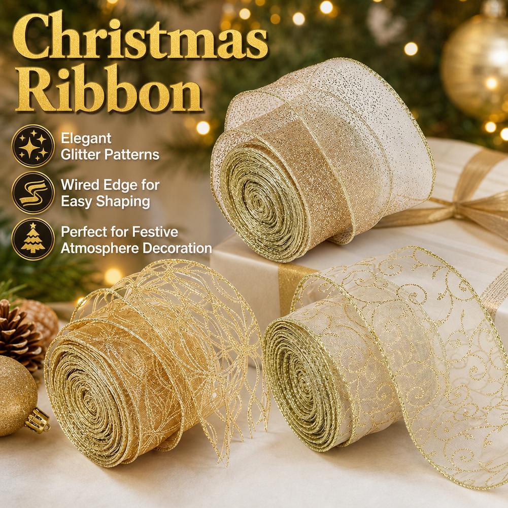 2 м 2027 Рождественская лента  – обзор и цена Ribbon Bow Gift